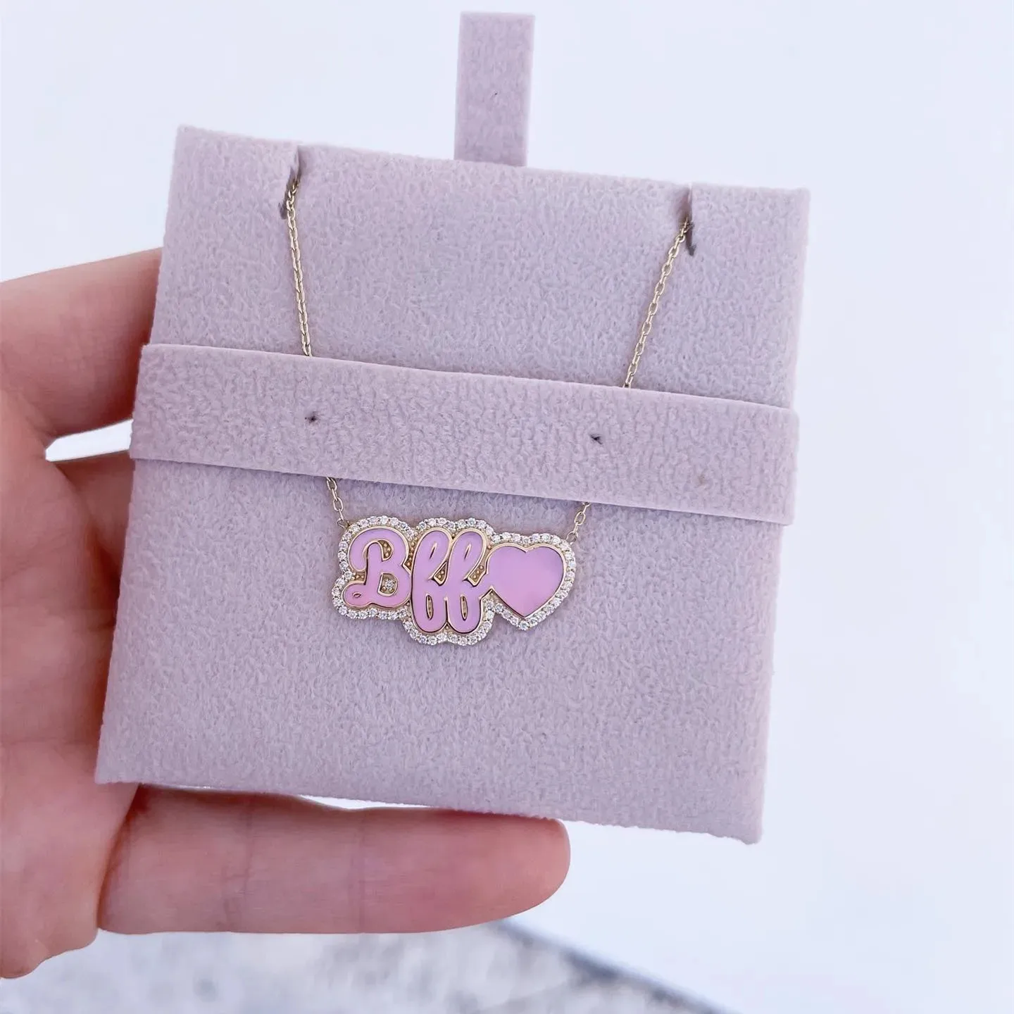 Link/Cuban Chain Enamel Name Necklace Iced Out Chain for Women Personalized Custom Name Necklace Crystal Pendant Necklace Gift