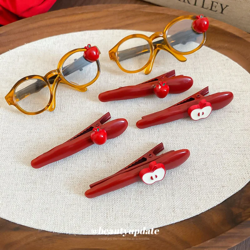 

Apple Glasses Hair Clip,Cute Duckbill Side Clip for Women Girls,Fashion Hairpins for Straight Hair,Novelty Hair Accessories Gift