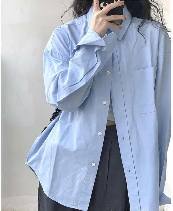 24 New Blue Shirts for Women, Autumn Layering, French Style Design, Niche Shirts, Cardigans, Outerwear, Tops