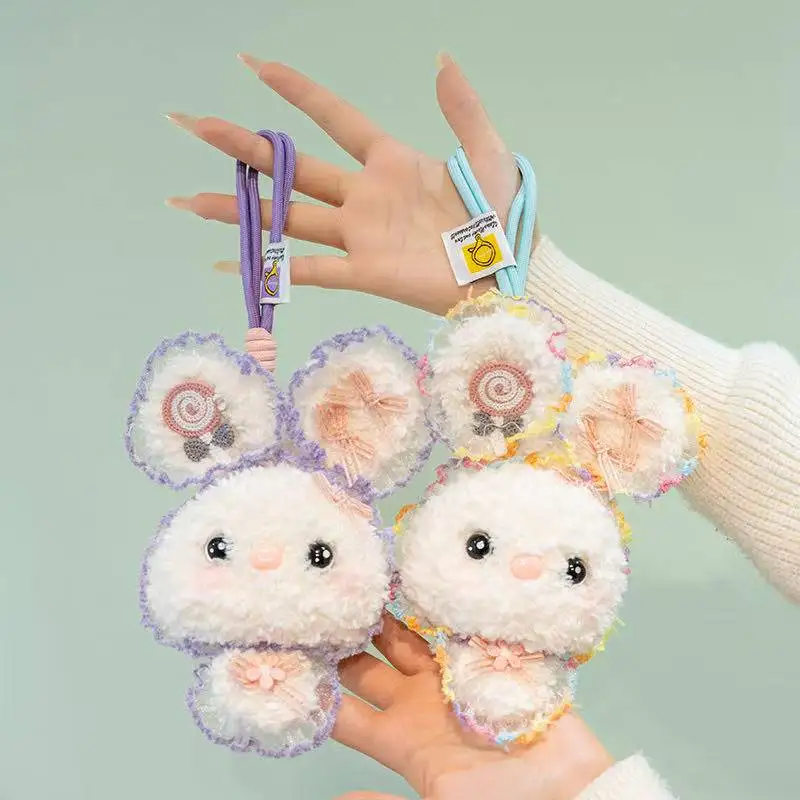 Porte-clés pendentif lapin coloré, jouet en peluche Kawaii, poupée de dessin animé, cadeau mignon pour petite amie de noël, dernière collection