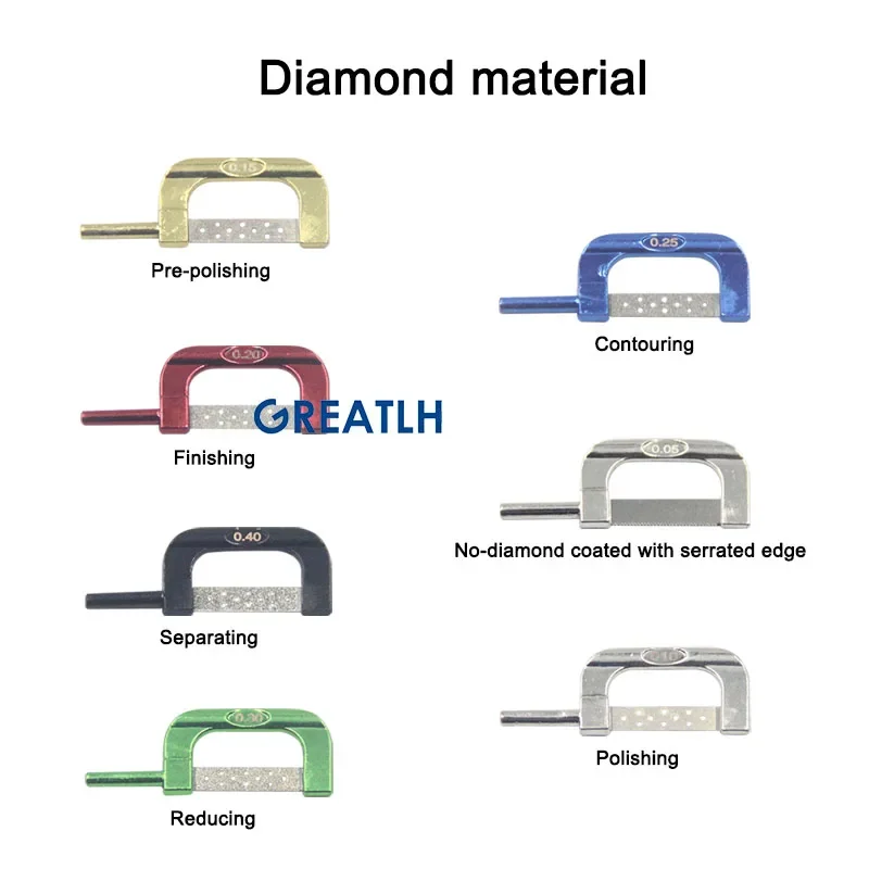 GREATLH Orthodontic Interproximal Enamel Reduction IPR Double-Sided Saw Diamond Saw Bow Dental Instrument