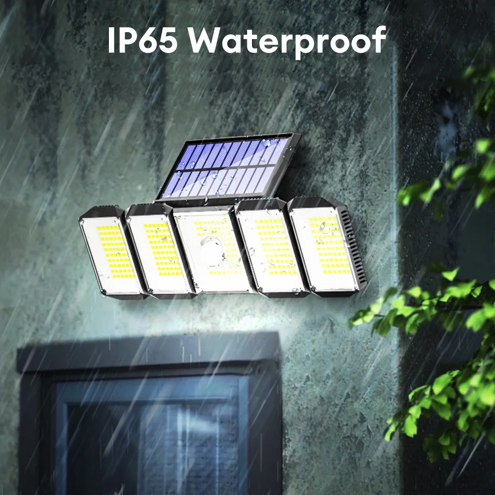 Solar Wall Light Human Body Induction Lamp Outdoor Waterproof Wall Lamp Remote Control Garden Lights 5 Head Sensor Street Light