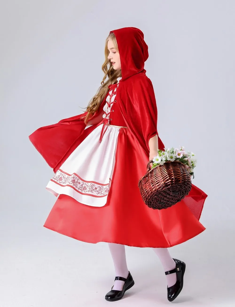 Chapeuzinho vermelho traje de cosplay para o Halloween, traje infantil