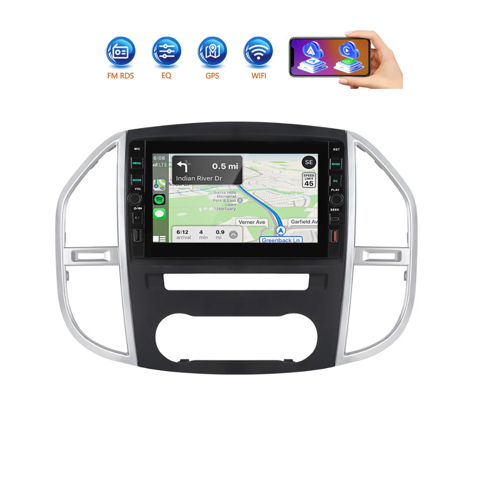 ESSGOO 4+64GB für Mercedes Benz Vito 3 W447 2014–2020 Carplay Android 15 Autoradio 2 DIN mit Navigation und Multimedia, 2 USB, Bluetooth‑Musik, Video‑Player Stereo, DAB+, Kamera.
