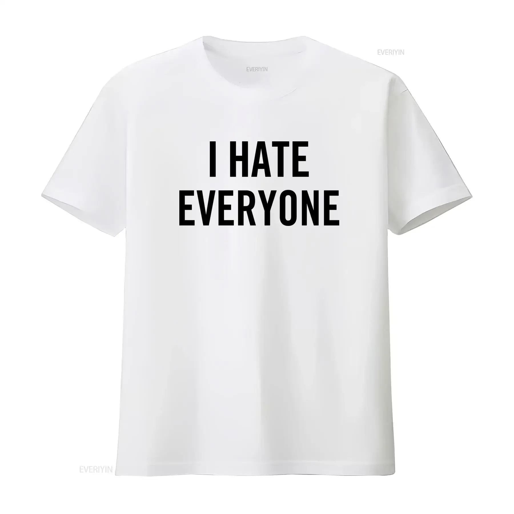 Stylish I Hate Everyone Print T Shirt for Fashion Forward Individuals vintage Washed Versatile streetwear designer clothes