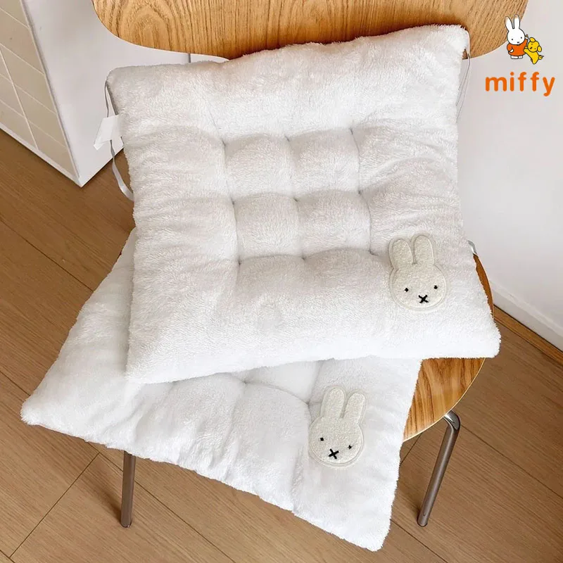

Kawaii Miffy Plush Cushion Autumn and Winter Creative Cartoon Warm Office Seat Cushion Dopamine Car Back Support Pad Girls Gifts