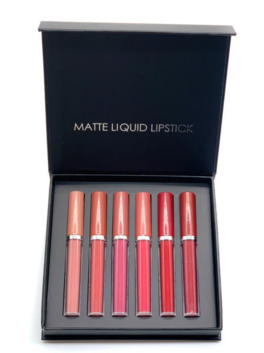 Private Label 6pcs Liquid Lipstick Kit Custom Bulk 6-color Long-lasting Matte Non-stick Lip Glaze Waterproof Pigment Makeup