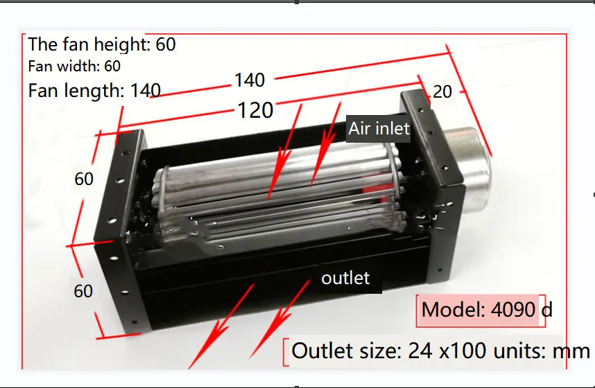 DC cross-flow fan 12V 24V ball bearing ventilation small blower