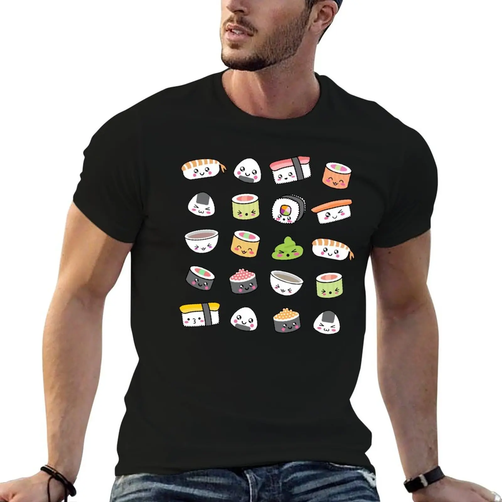 

cotton sushi tshirt kawaii t Happy 100% cotton pattern shirt T-Shirt man tshirt pack