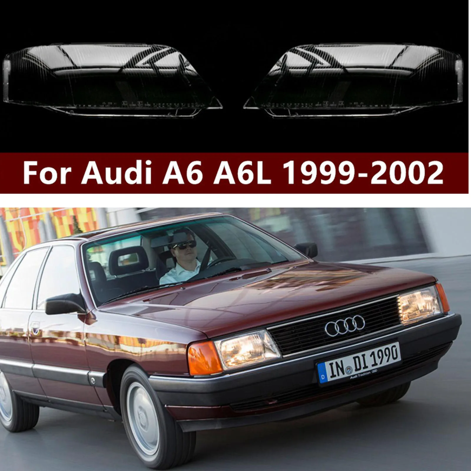 

For Audi A6 C5 1999 2000 2001 2002 Car Replacement Headlight Shell Front Auto Lens Glass Headlamp Transparent Heae Light Cover