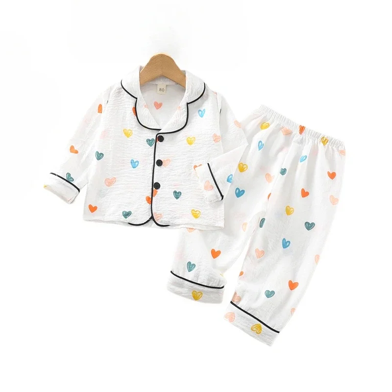 

New Spring Autumn Kids Pajamas Baby Clothes Children Boys Sleepwear Tops And Pants Infant Girls Clothing Toddler Casual Costume