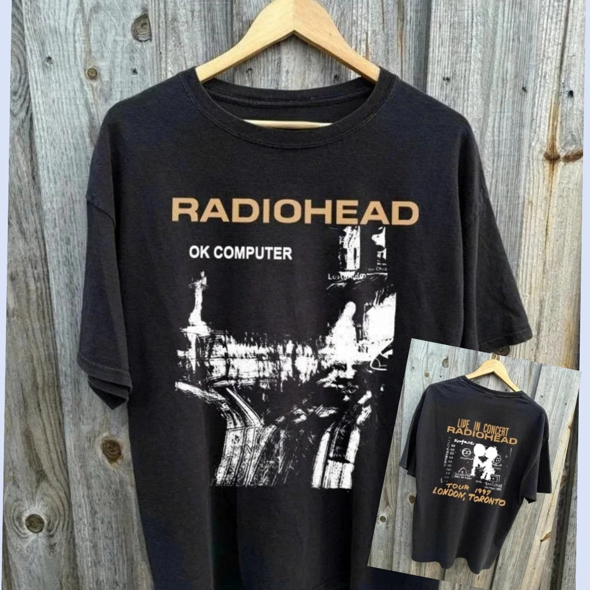 تي شيرت Radiohead Ok لألبومات الكمبيوتر 90s جرافيك رملية من القطن على الوجهين لمحبي الراقية الفاخرة لكل من الرجال والنساء Y2k