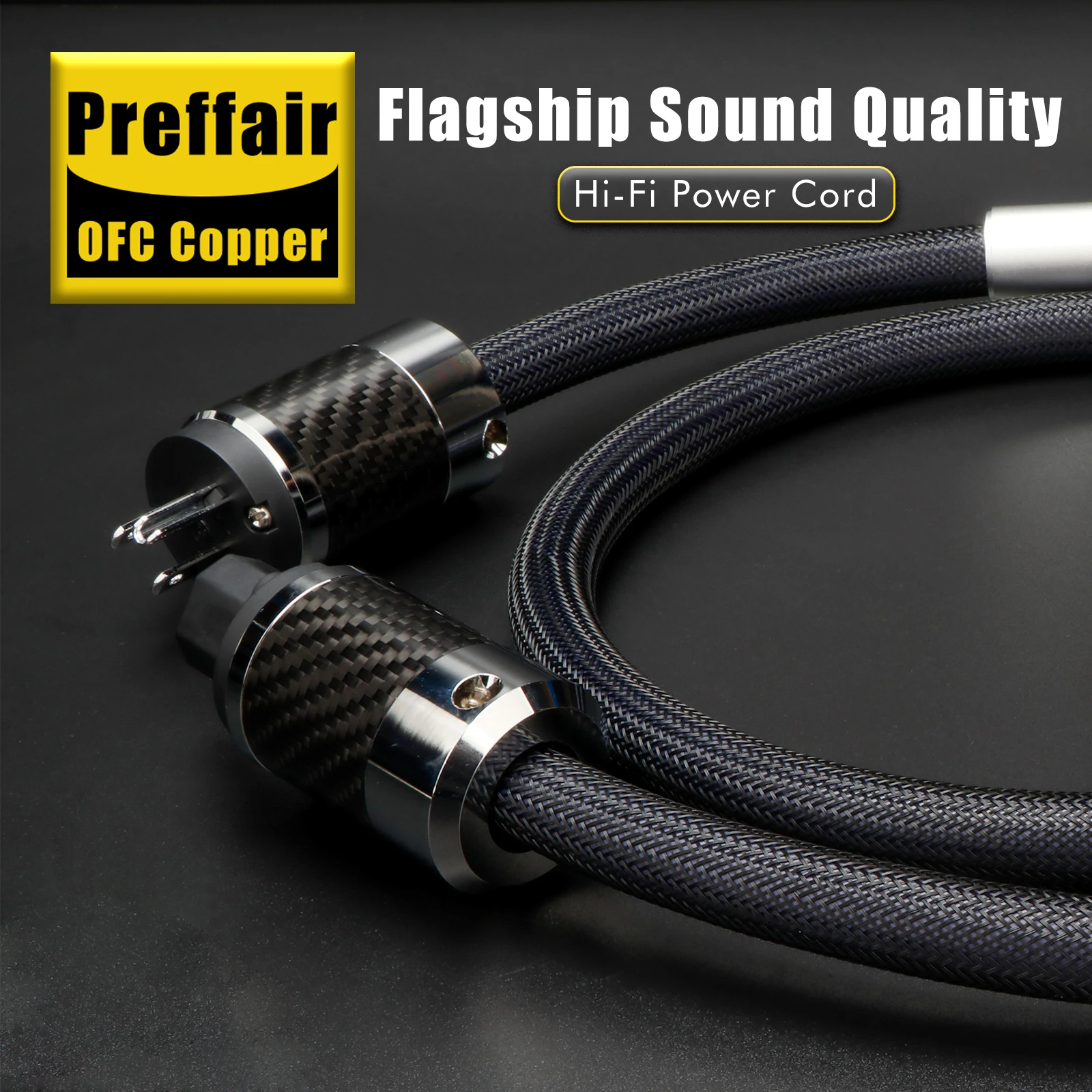 Preffair hifi كابل الطاقة 7N OCC & OFFC كابل الصوت الراقية الاتحاد الأفريقي/الاتحاد الأوروبي/الولايات المتحدة ألياف الكربون المكونات الروديوم مطلي المكونات سلك الطاقة