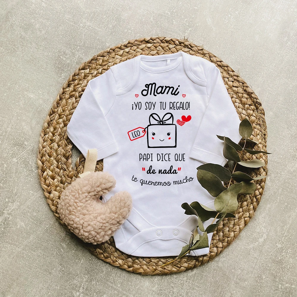 

Mom I'm Your Gift Print Baby Romper Spain Mother's Day Infant Bodysuit Long Sleeve Warm Jumpsuits Mothers Day Best Present