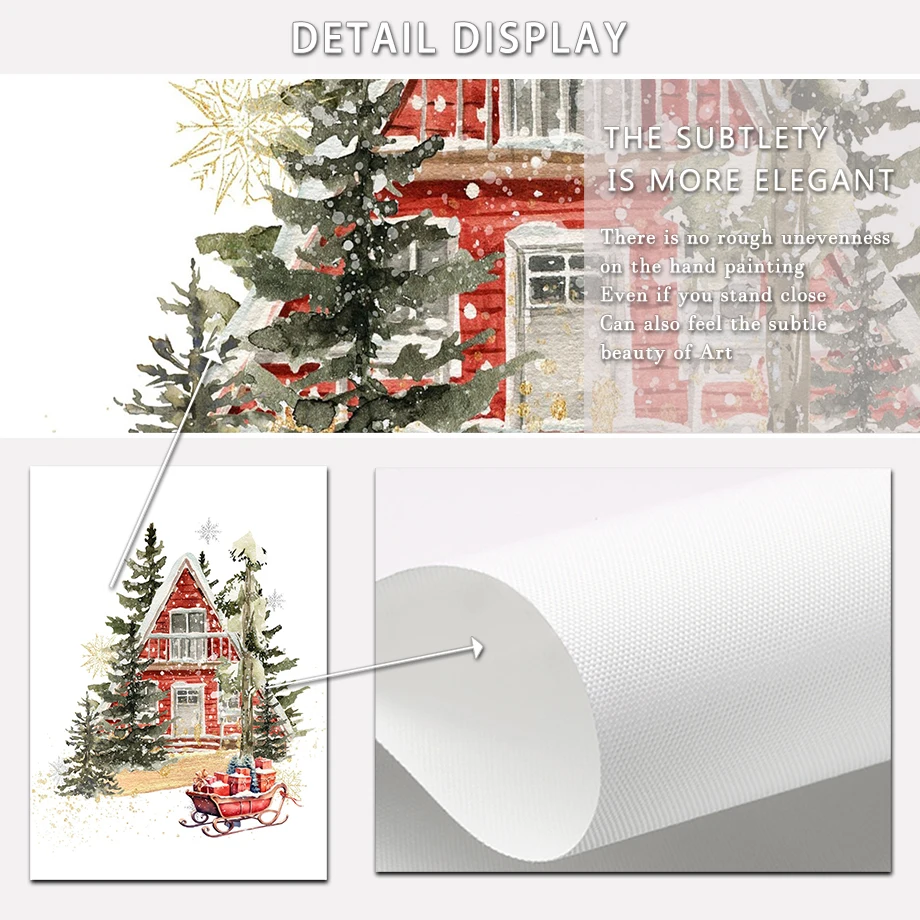 Reindeer Sleigh Christmas Decor Gift Print Christmas Stockings Wall Art Canvas Painting Nordic Poster Home Living Room Decor