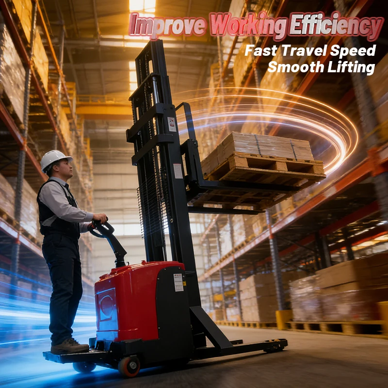 YG Stand-on Electric Pallet Stacker 1.5 Ton 4m Lift Lithium Battery High Efficiency Warehouse Material Handling Equipment