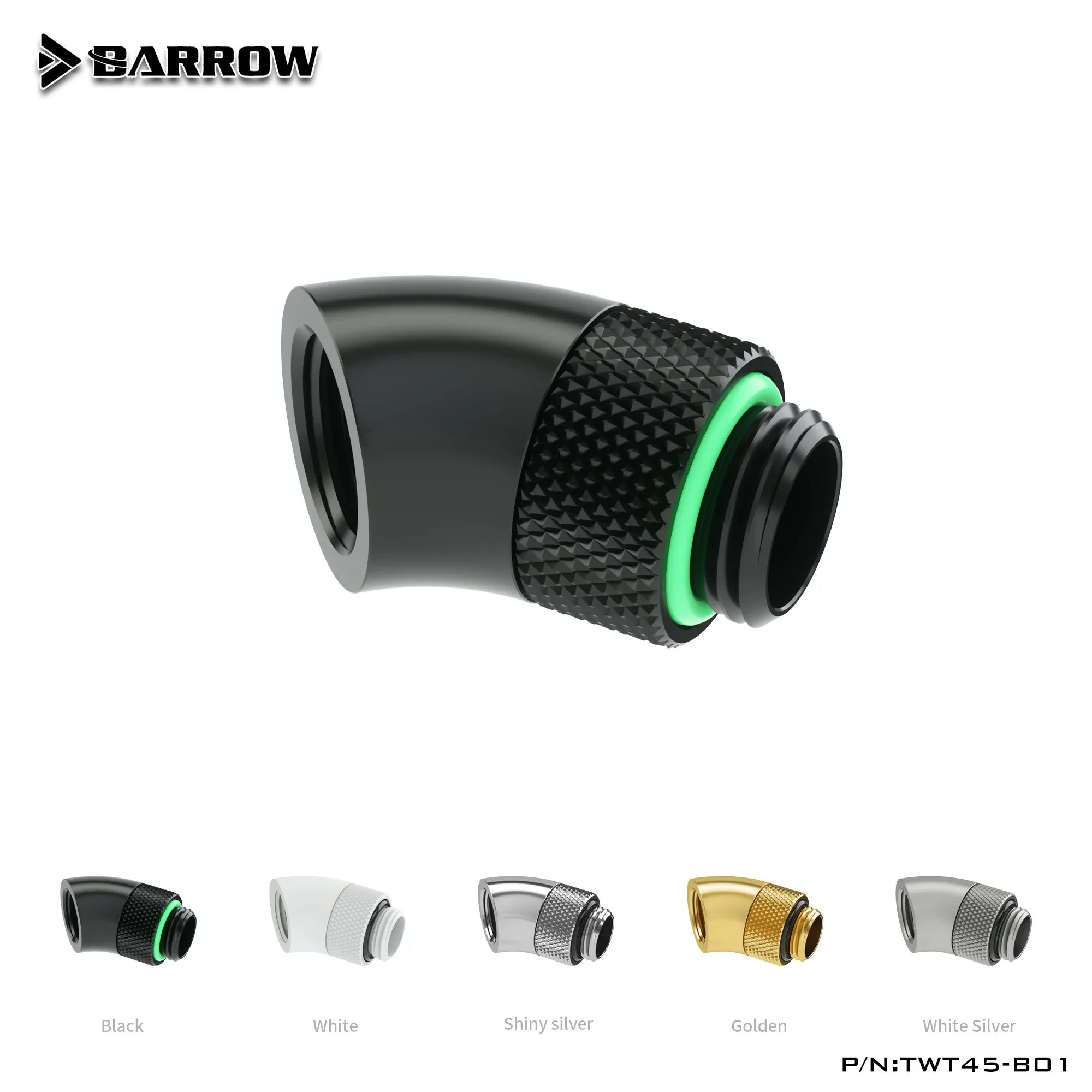 Barrow 45 Degree Rotary Fittings Tube Connector Sliding Water Cooling System Heatsink Gadget Adapter for PC TWT45-B01