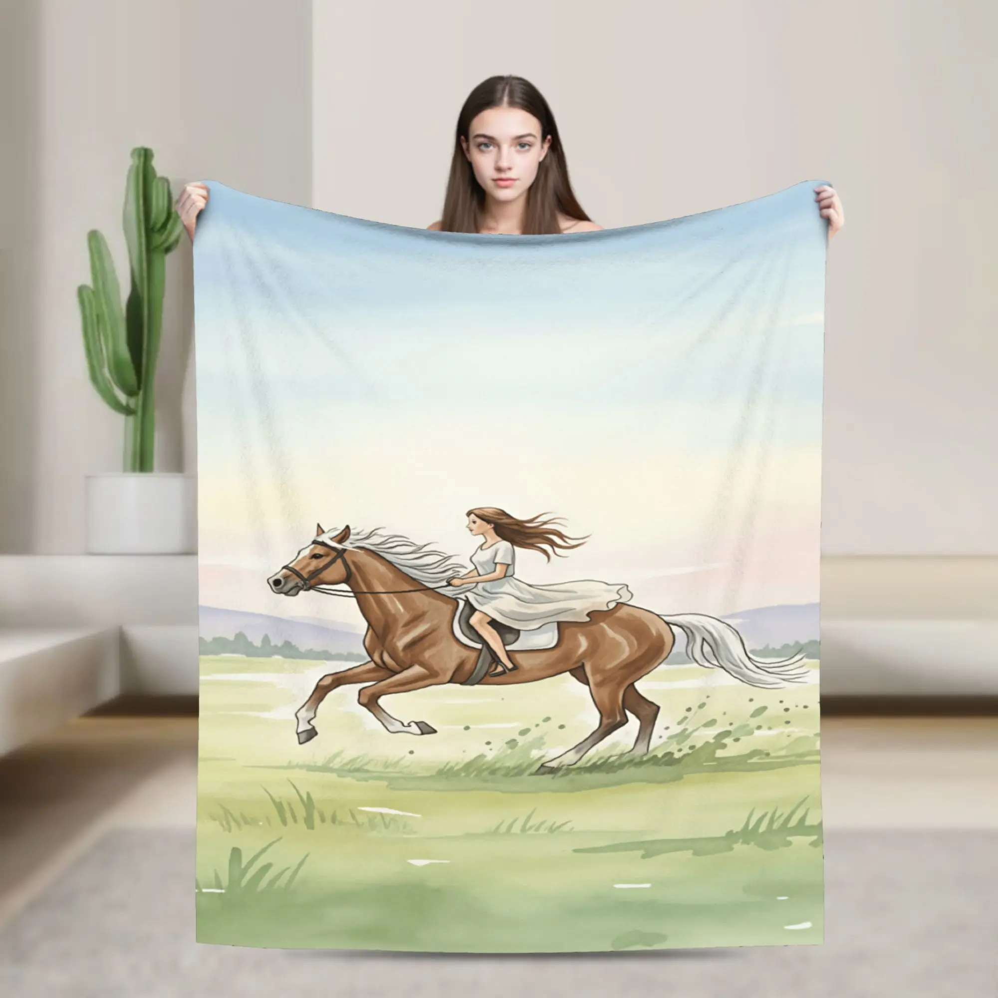 Equestrian Blanket Cozy  Bedding Throws Spring Adults Living Room Travel Car Bedspread