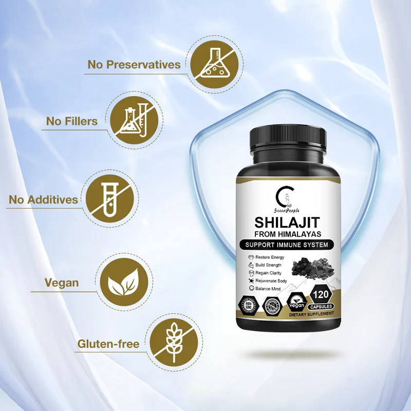 Ginseng Shilajit Capsules Shilajits Original 85+Trace Minerals Fulvic Humic Acids Brain, Focus, Memory and Immune Health ﻿