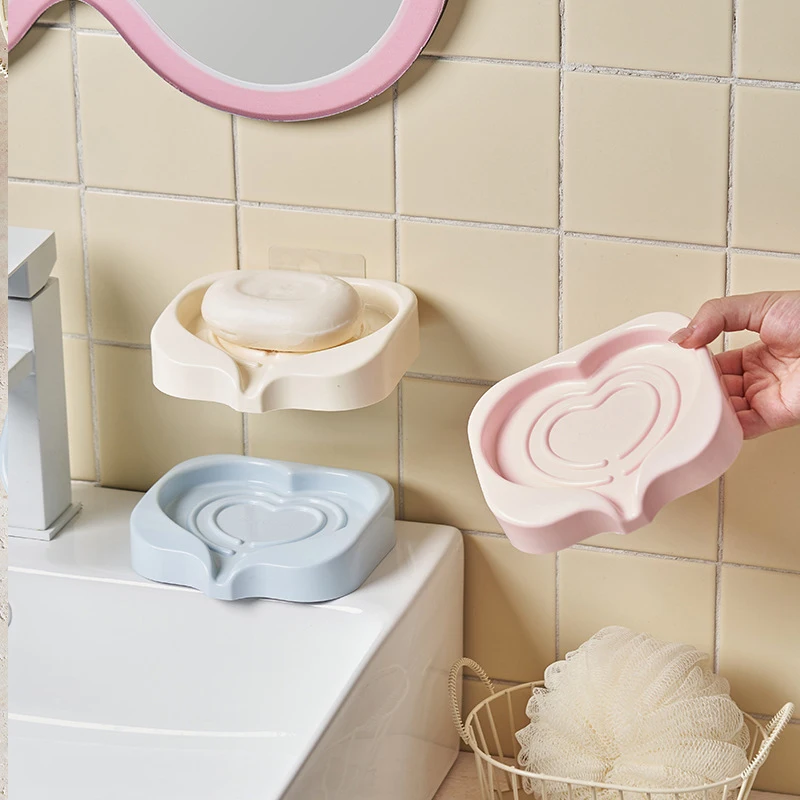 

Heart Shape Soap Box Soap Dish Drainable Soap Holder Waterproof Drain Rack Soap Container Tray Bathroom Dormitory Accessories