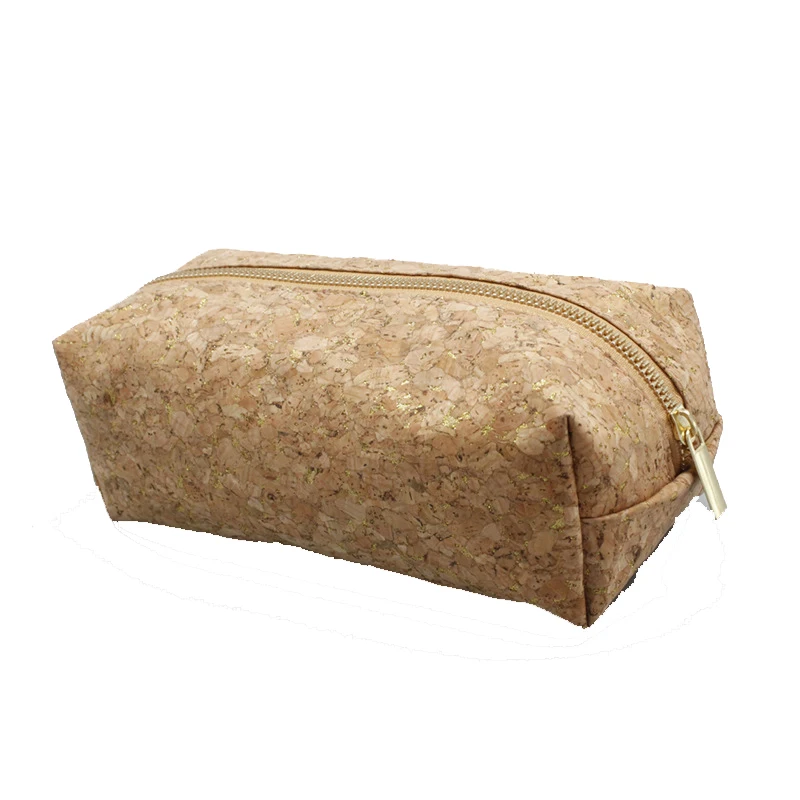 

10pcs Makeup Bags Cork Leather Khaki Multifunctional Solid Toiletry Bag