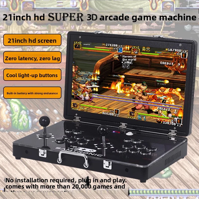

New Kids' 21 Inch Video Game LED Console, PANDORA os 30000 In 1 Motherboard To TV Retropie Mini Machine, 2 Players Arcade Stick