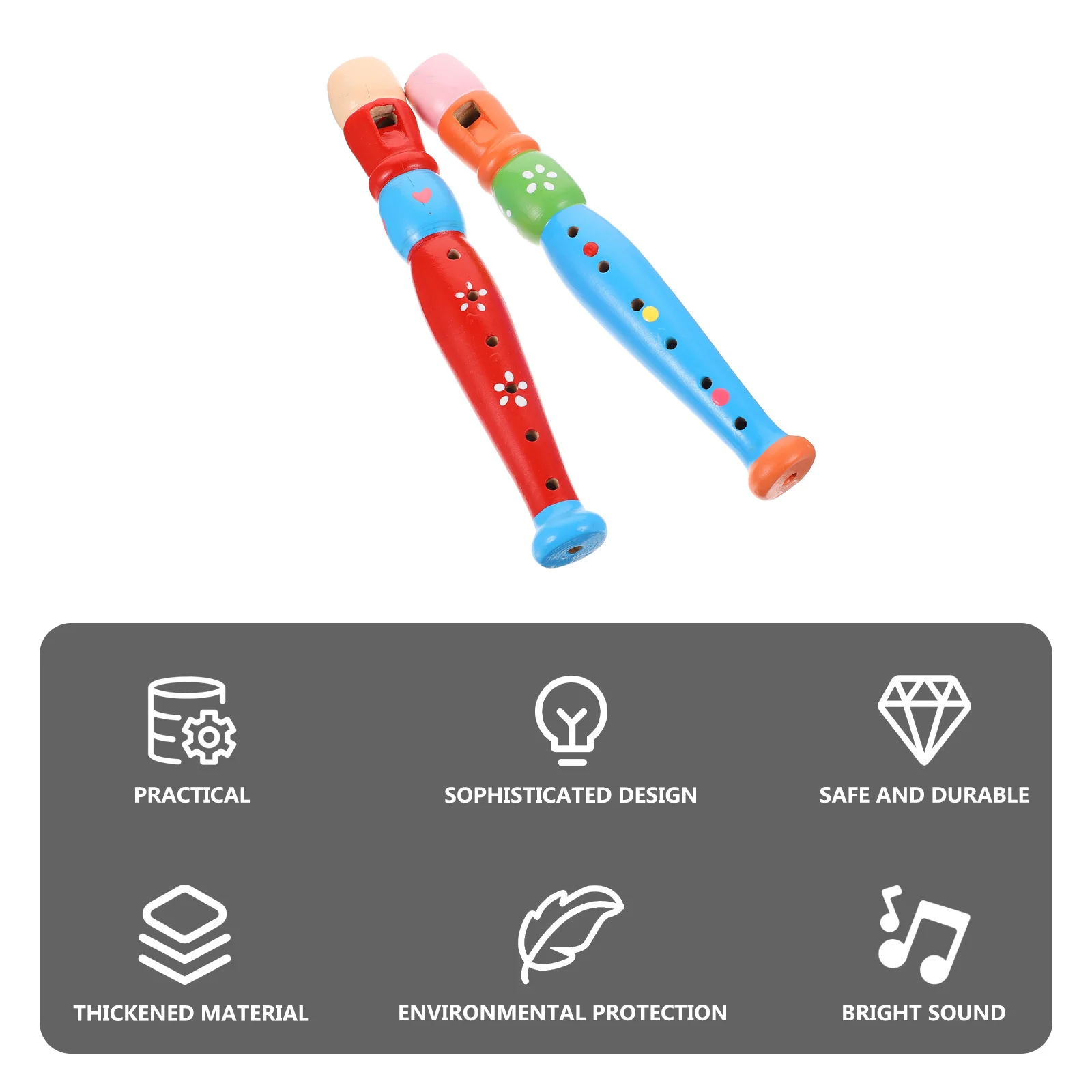 

2Pcs Children Wood Flute 6 Hole Musical Instrument Plaything for Kids Learning Blow Training Fun Gift Christmas Birthday Present