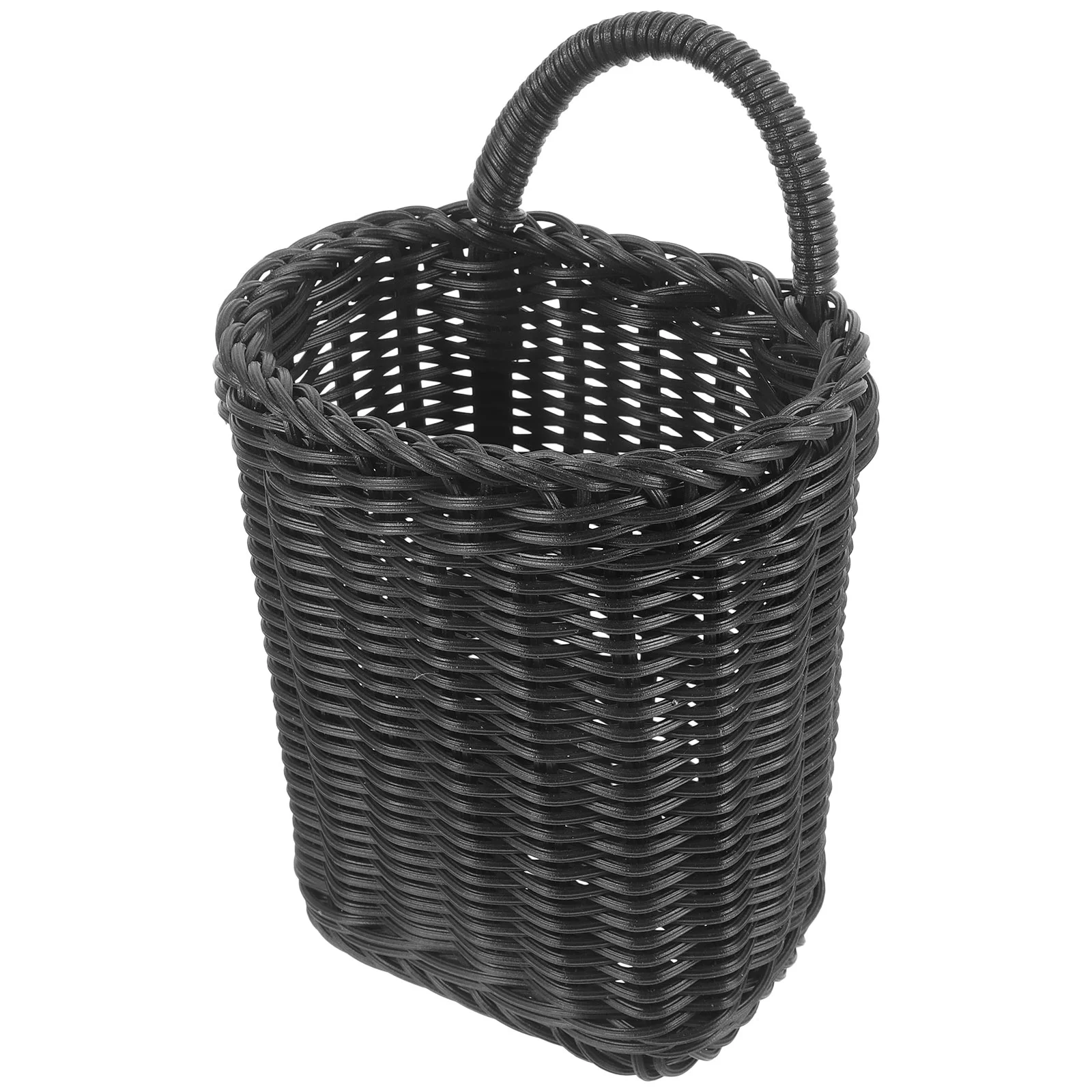 Basket Bathroom Rattan Hanging Shelf Decor Small Handlebar Wall Black Baby Storage Bins