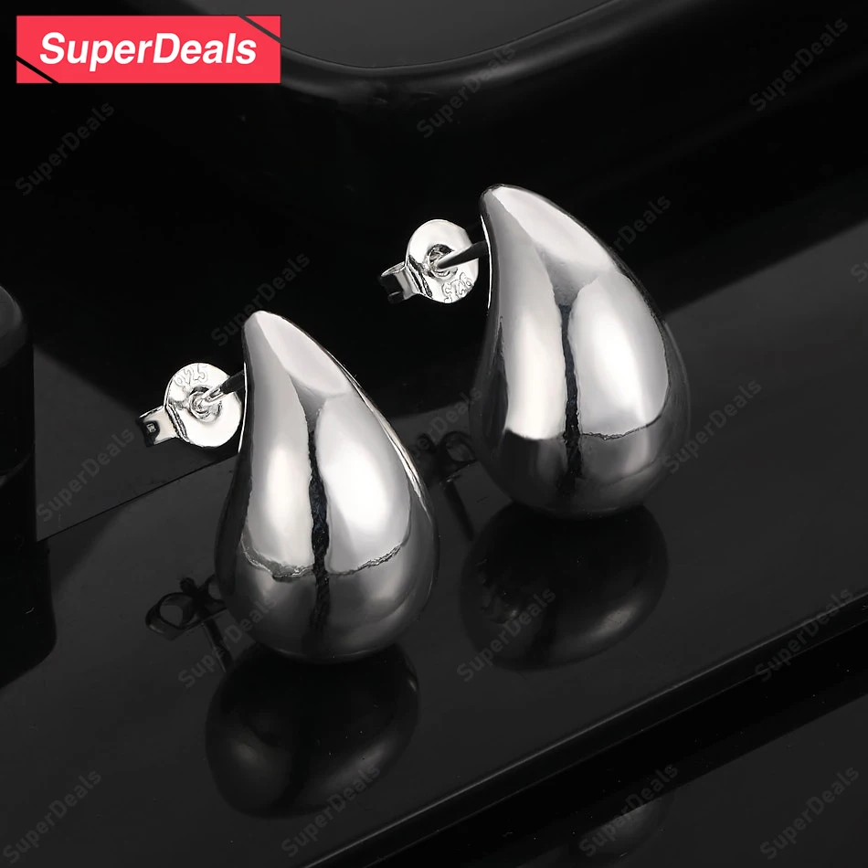 

Серьги-гвоздики SuperDeals 12/14/18 мм в форме капли воды из стерлингового серебра 925 пробы для женщин, изысканные гладкие ювелирные изделия, подарок на день рождения для банкета