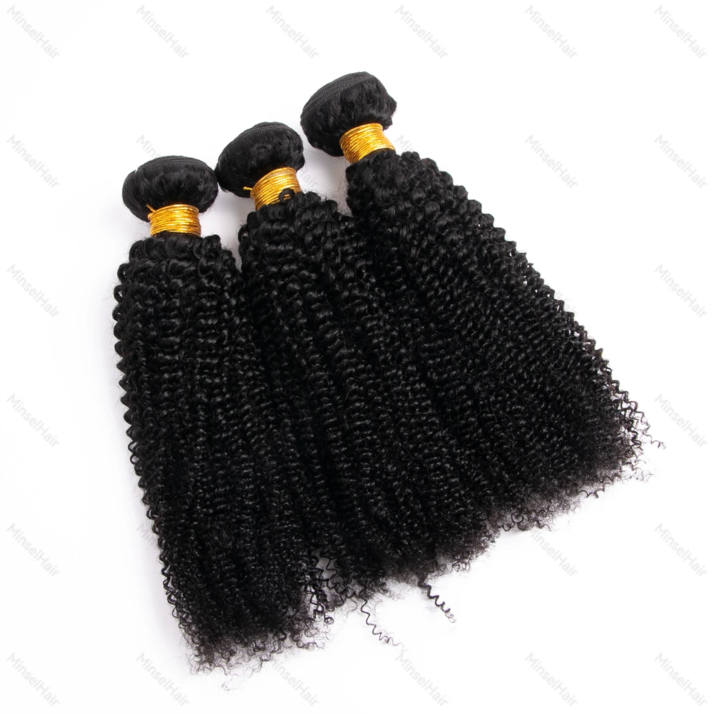 3/4 حزم صفقة حزم الشعر البشري الأفرو مجعد خياطة في لحمة شعر بشري طبيعي حقيقي 9A جودة 1B 95G يمكن تبييضها # 27