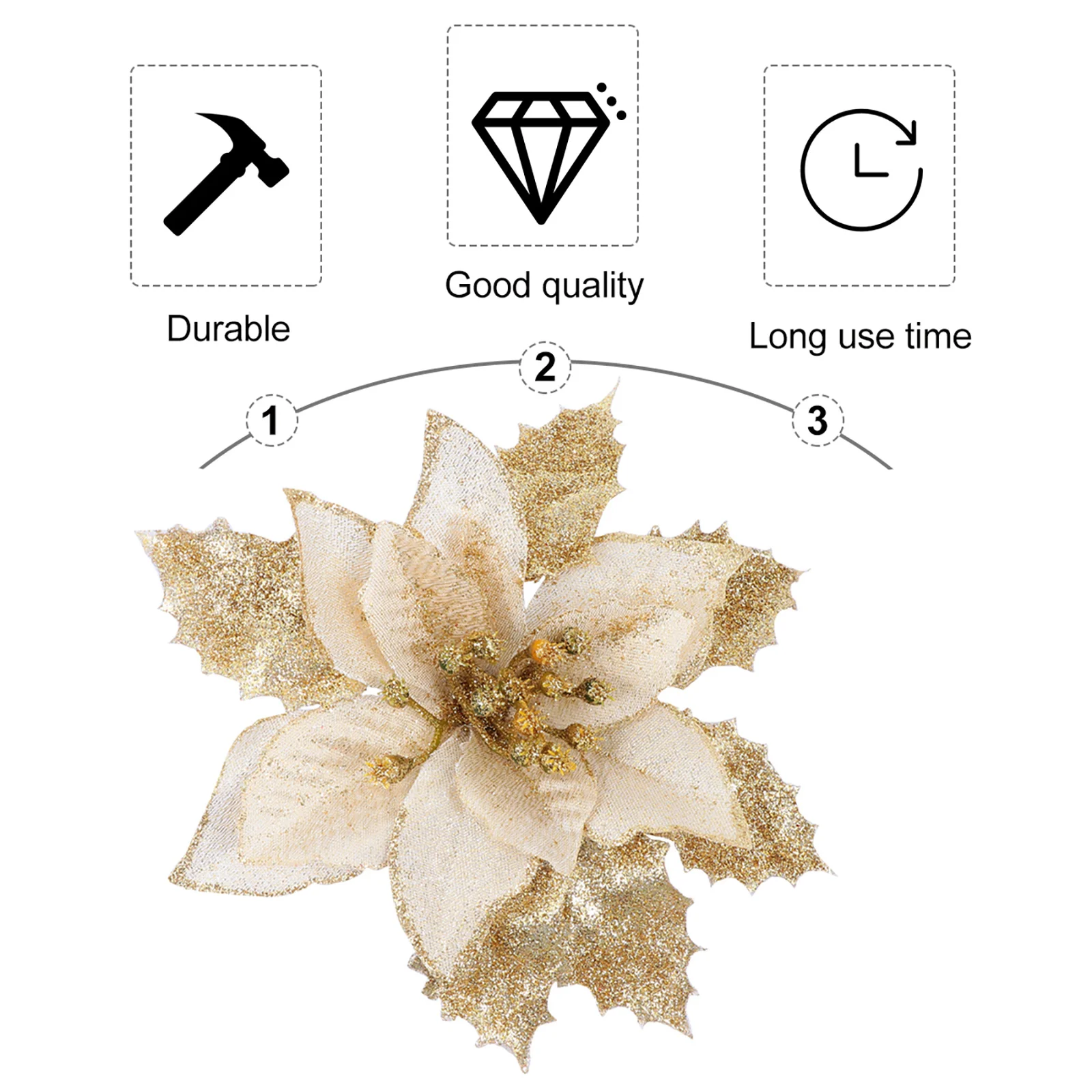 

12 pcs Hanging Decor Christmas Decor Glitter Pendant For Tree Xmas Party Home Decoration Flower Pendant Festival Gift