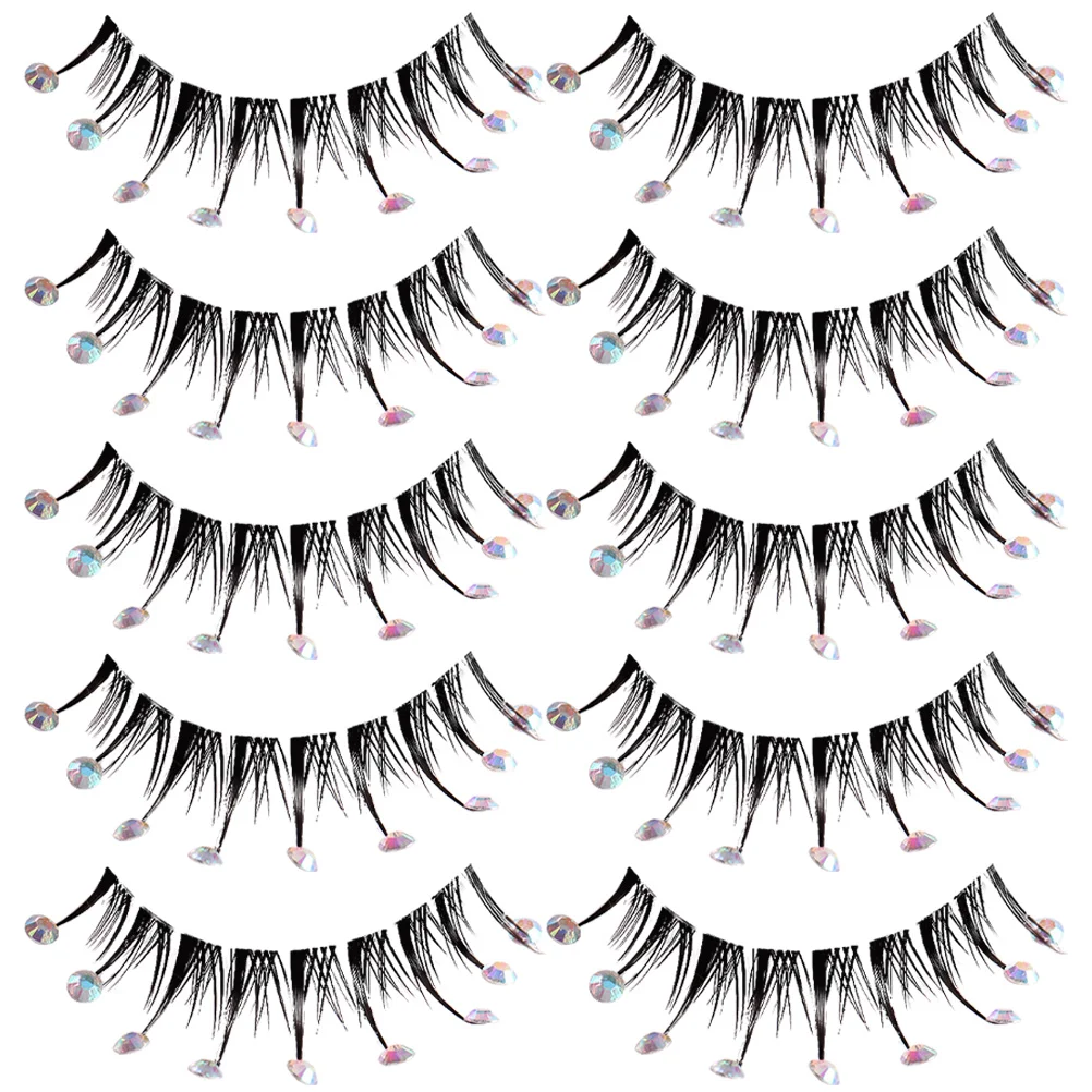 5 Pairs Diamond Eyelashes Extension Supplies False Fake Rhinestones Girl Long Extensions Fiber with Miss Decor