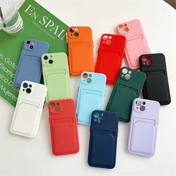 Silicone Compatible For iPhone 15 14 13 12 11 16 Pro Max Case, Soft Slot Wallet Card Holder For iPhone 16 15 14 Plus Cover