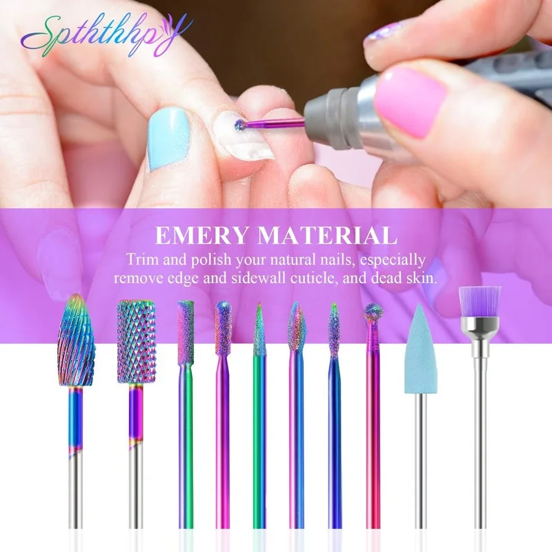 10個セットネイルファイルマシンドリルドリルビットタングステンカーバイドアクセサリーネイルドリルビット回転電気セラミックフライスカッター