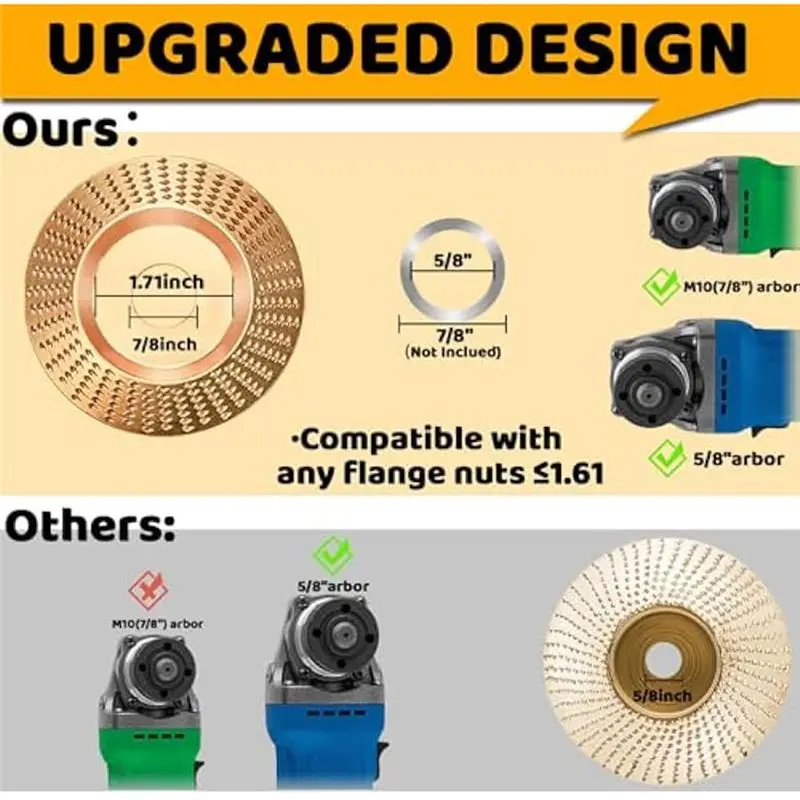 AEE2-4PCS conjunto de disco de escultura em madeira para moedor de ângulo para fixação de 4 polegadas ou 4 1/2 polegadas, acessórios de roda de disco de moedor para trabalhar madeira