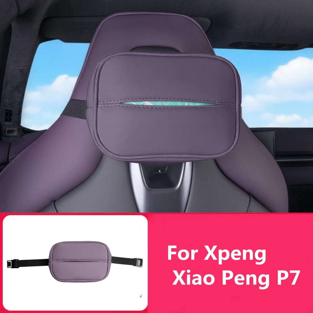 

Подходит для Xpeng Xiao Peng P7 2024 2025, оригинальный автомобильный цветной пакетик для салфеток, ящик для бумаги, кожаный наппа, интерьер, автомобильные аксессуары
