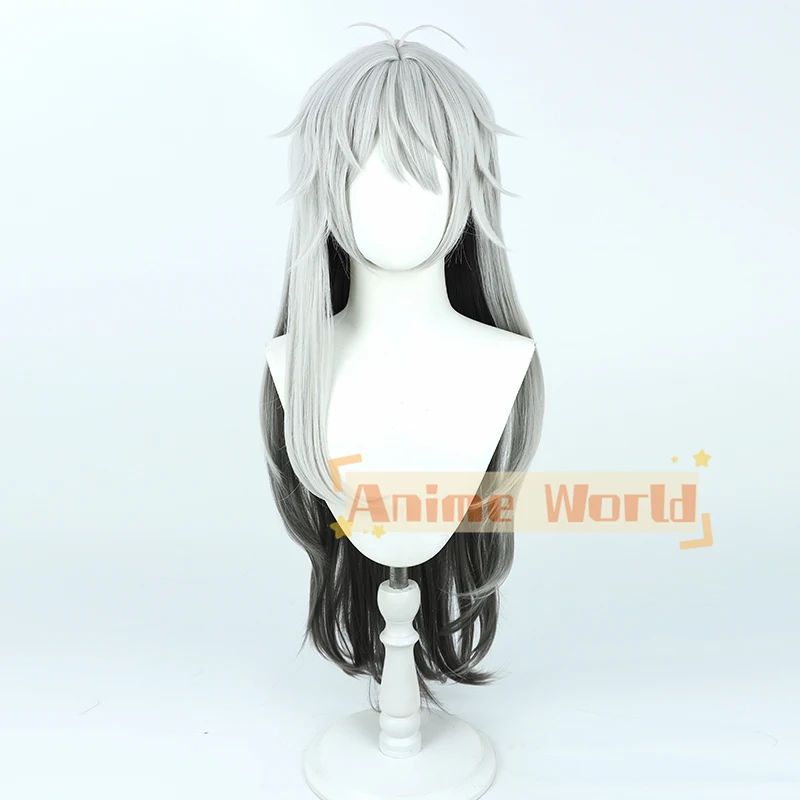 Arknights Lappland Cosplay Wig 100cm Long Gray Mixed Synthetic Hair Heat Resistant Halloween Carnival Role Play Party + Wig Cap