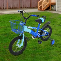 NEW 14 Inch Kids Bicycle,Riding Training Vehicles Boys Girls Blue Bike for 3-6 Years Old Kids with Two Auxiliary Wheels