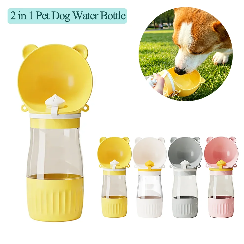 2 in 1 Portable Pet Dog Water Bottle with Food Container Leakproof Dogs Drinking Bowls Travel Puppy Feeder Cup Outdoor Supplies