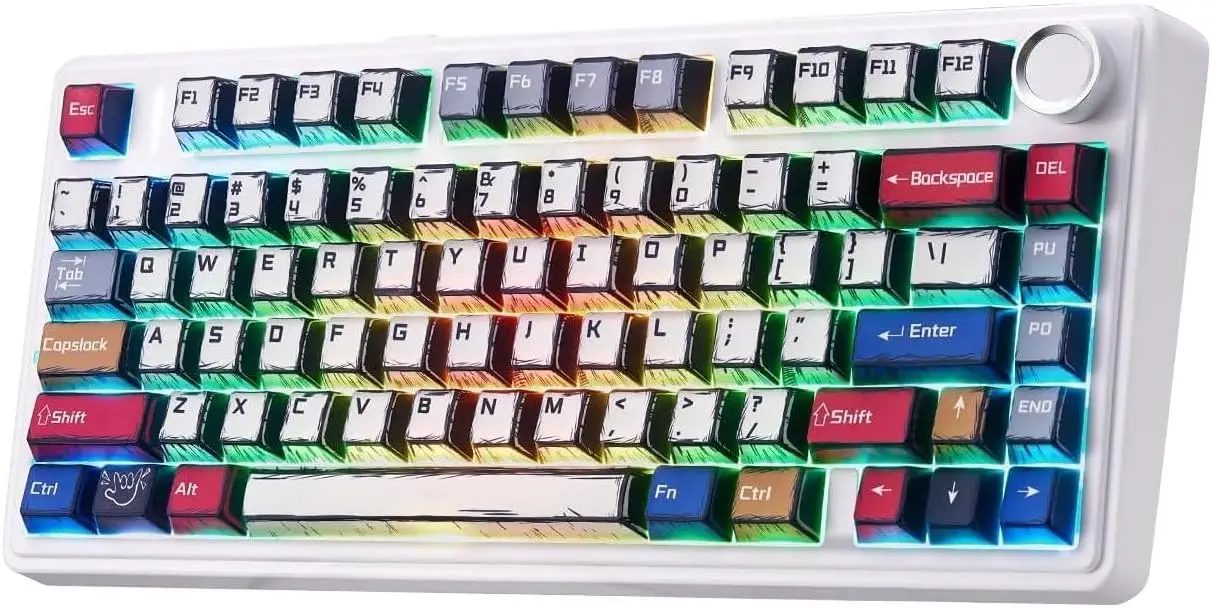 Wireless Mechanical Gaming Keyboard with RGB Backlit, Hot Swappable 81 Keys, Bluetooth/2.4GHz/Type-C, Creamy Sound