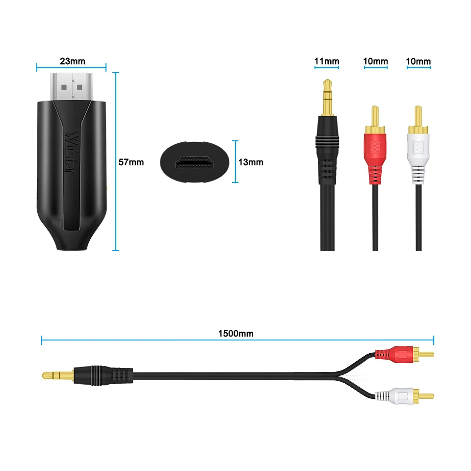 Аудиоконвертер HDMI ARC (экстрактор звука) с выходом L/R Stereo 3.5 мм и каналом обратной связи ARC, 1.5 м / 4.92 фута, для HDTV и саундбаров
