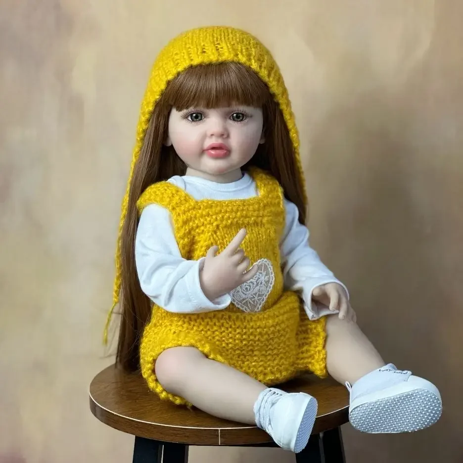 BZDOLL réaliste 55 cm 22 pouces corps complet en Silicone Reborn bébé belle fille poupée vivant nouveau-né princesse enfant en bas âge Bebe enfant cadeau