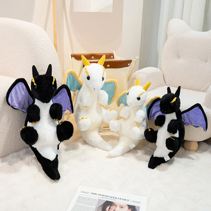 42/55cm Fly Dragon Plush Toys Cute Animal Stuffed Pillow Doll Kawaii Room Decor Cartoon Soft Model for Kids Xmas Halloween Gifts