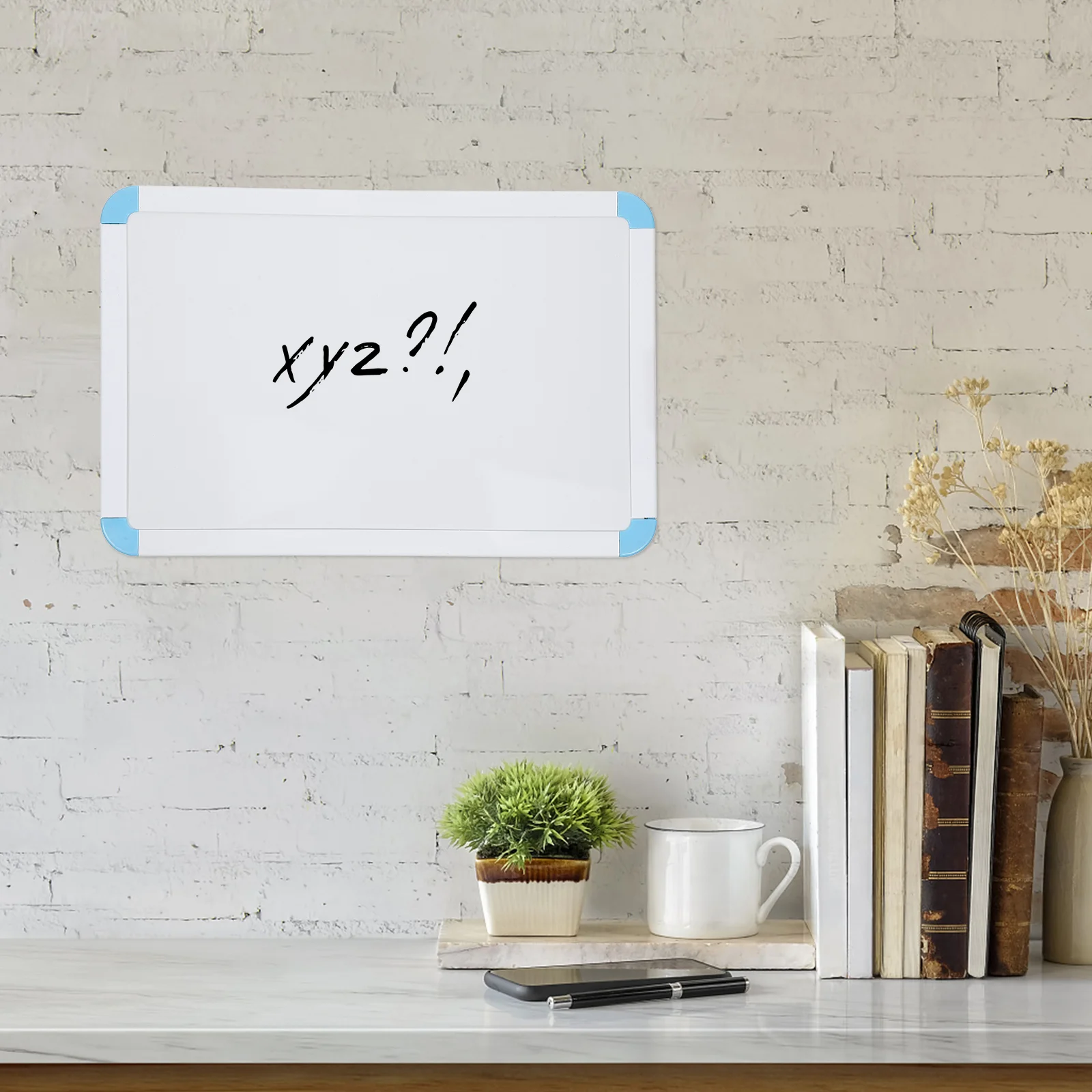 سبورة بيضاء مغناطيسية قابلة للمسح الجاف، لوحات كتابة معلقة باللون الأزرق للأطفال على الحائط