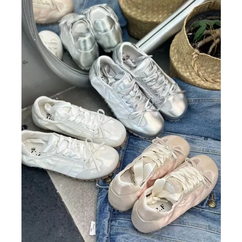 Silver Pink Thick Sports for Women Sneakers Spring 2024, New Big Head Ugly Cute Versatile Casual Dad Platform Pumps Basket