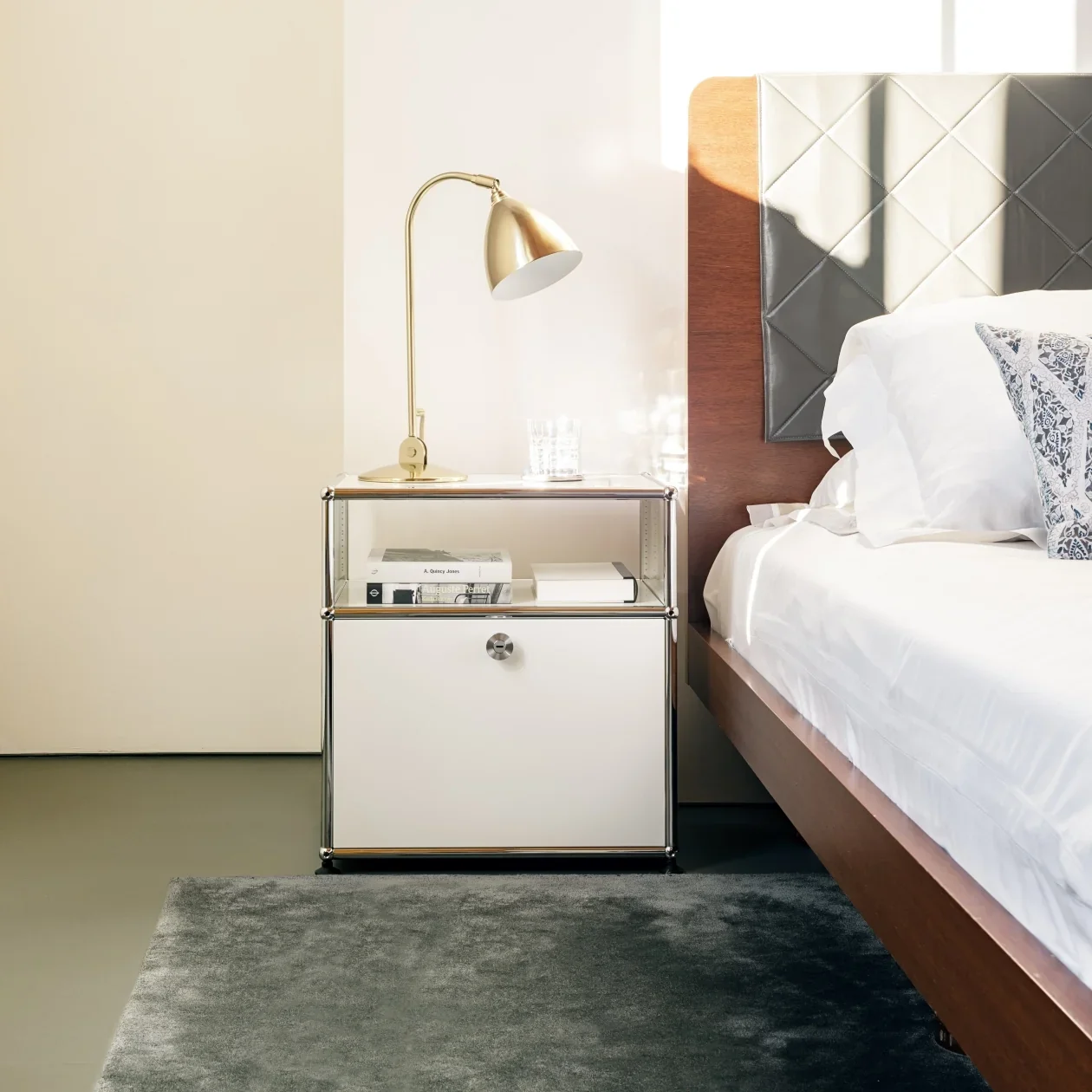 Modular Steel Frame Nightstand  Stainless Steel Tube Metal Module Combination Bedside Table Furniture Storage Organizer