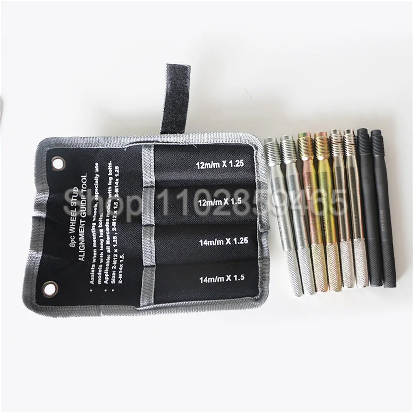 8Pcs Wheel Stud Alignment Pin Steel Alloy Fixing Positioning Tools M14x1.5/1.25 M12x1.5/1.25 for Most Autos