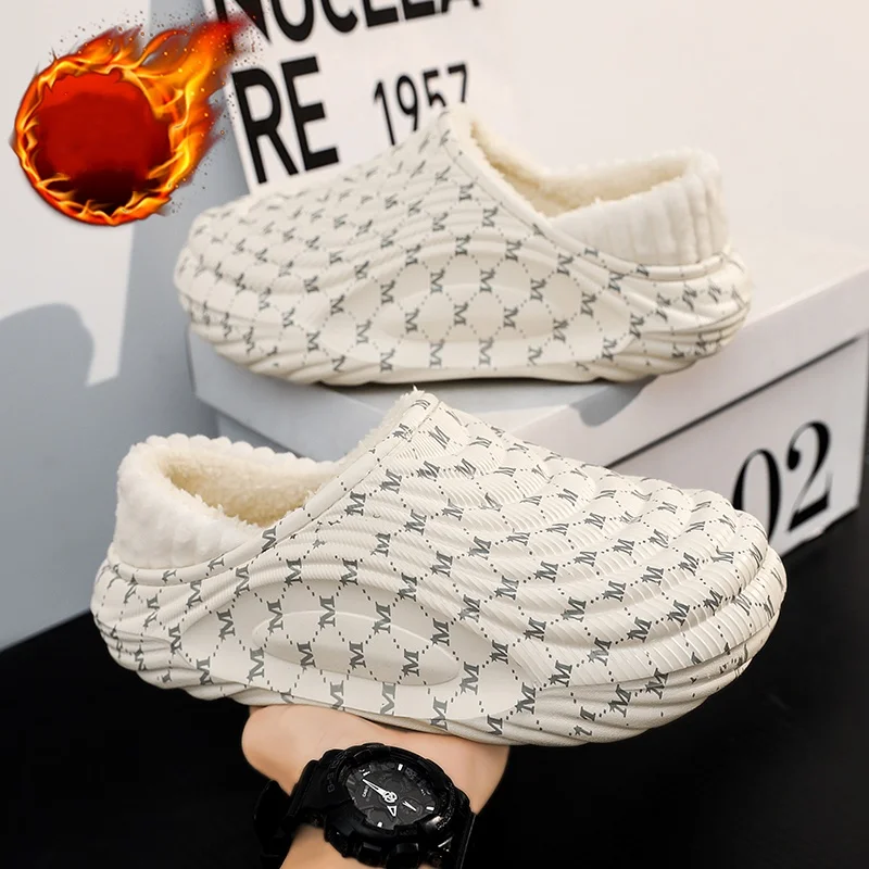 Autumn and Winter Waterproof Cotton Shoes for Men and Women, Plus Velvet to Keep Warm, Outer Wear Cotton Slippers