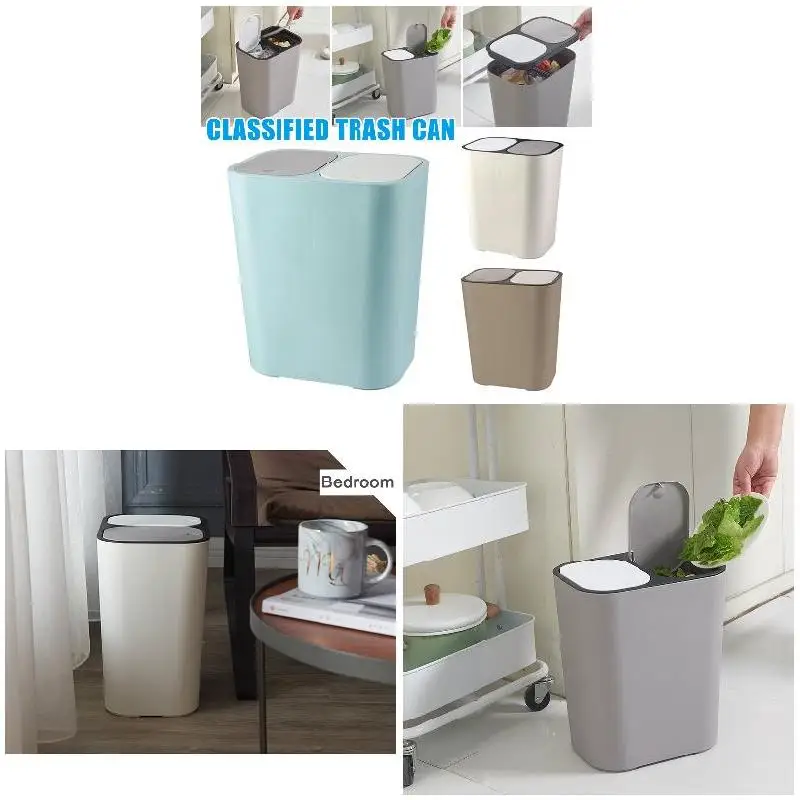 

15L Push-Type Household Trash Can Plastic Trash Can Wastebaskets for Dorms Classrooms KTV