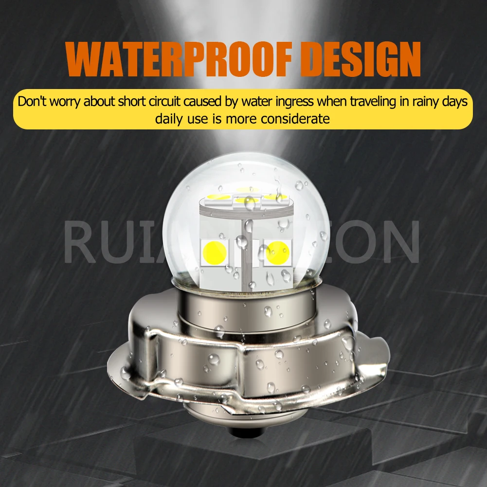 RUIANDSION P26S LED Bulb P45T LED Scooter Adapter Motorcycle LED Headlight Bulb Racer Lamp 6V 12V 24V 30V White Warm White